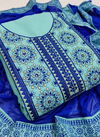 Blue Colour Latest Fancy Designer Casual Wear Pure Cotton Embroidery Worked Dress Material Collection 101